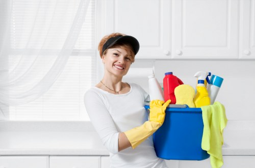Vacuuming floors during a move out cleaning service