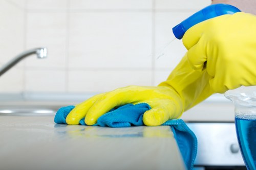 Close-up of upholstery fabric cleaning process
