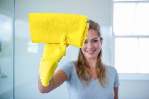 Professional move in cleaning in a kitchen with cabinets and counters