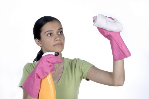 Eco-friendly office cleaning in a bright and organized business environment
